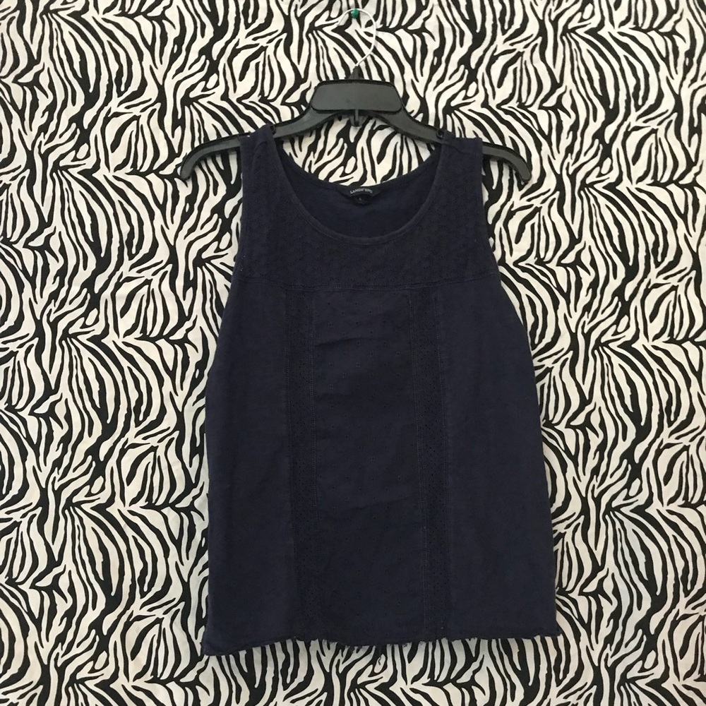 Navy eyelet top